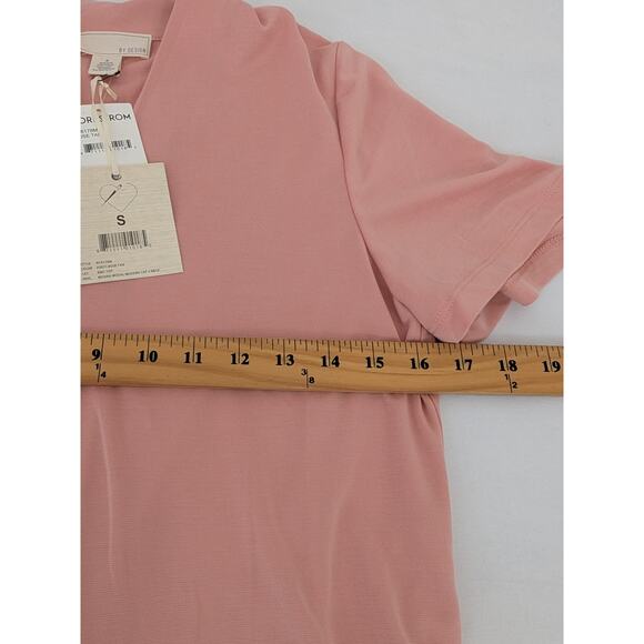 By Design Nordstrom Pink Rose V Neck Short Sleeves Top Size Small Modal New - Picture 7 of 8
